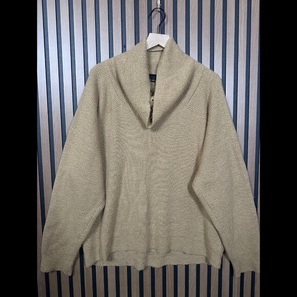 Alexander Wang Sweater Medium Women Beige Chunky Knit Alpaca Crotchet Turtleneck - Picture 1 of 8